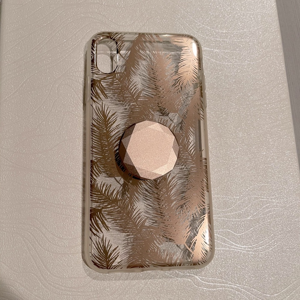 Xs Max case - clear with rose gold pattern
